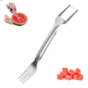 2 pièces coupe-fruits pastèque en acier inoxydable trancheuse + fourchette-