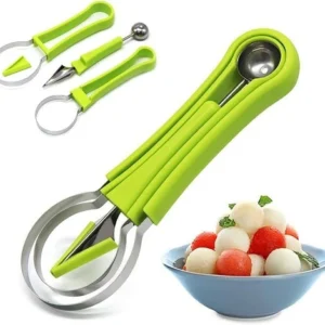 Ensemble de pelles à boulets à melon 4 en 1 en acier inoxydable outils de sculpture de fruits pastèque-
